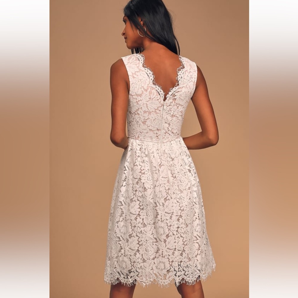 Lulu's Love Swept White Lace Dress - Picture 4 of 5